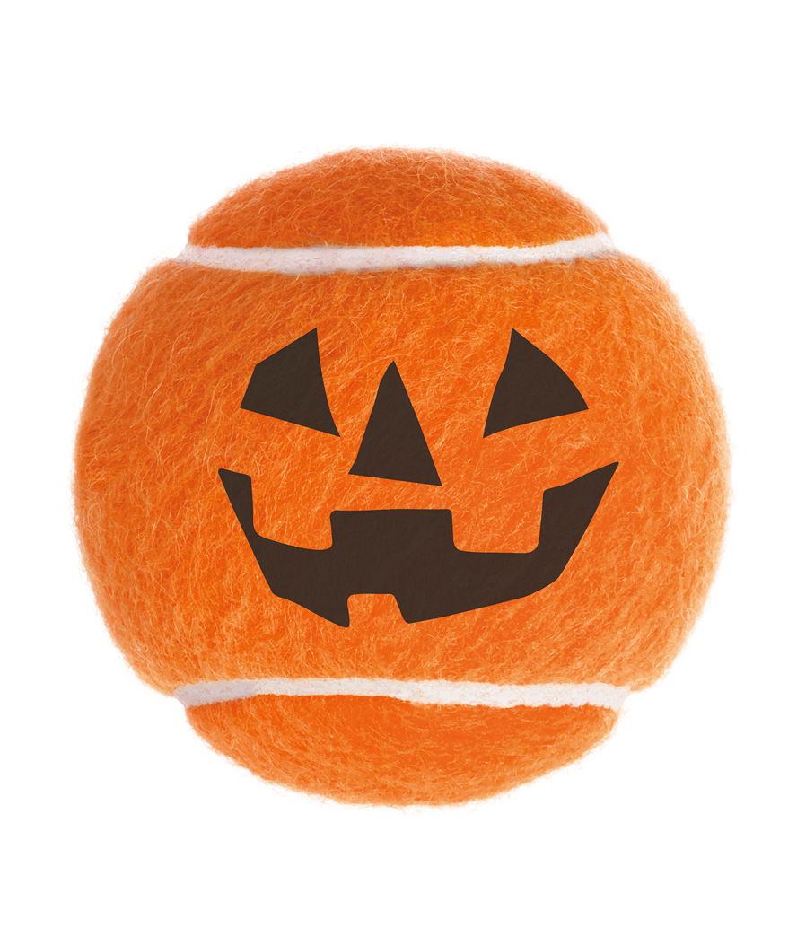 Pallina da tennis a tema Halloween Zucca o Mostro diametro 6,4 cm per cani