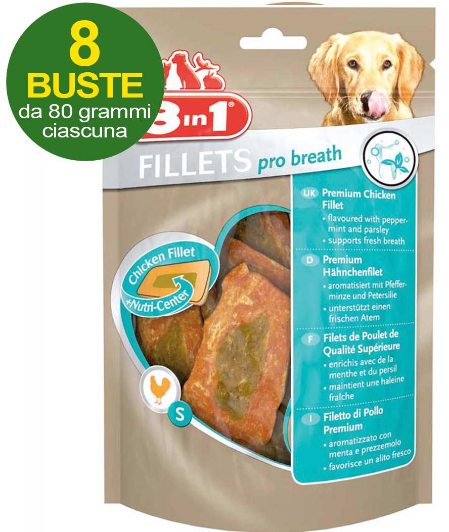 Filetti Pro Breath con menta e prezzemolo - OFFERTA RISPARMIO 8 buste da 80g ciascuna