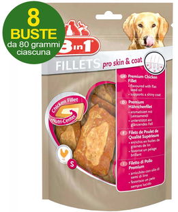 Filetti Pro Skin e Coat con olio di semi di lino per cani 8 buste da  80g cad