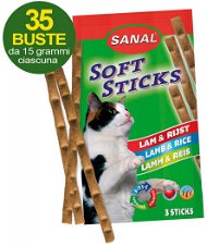 Soft stick Sanal gusto agnello e riso per gatti 35 buste da 15g cad