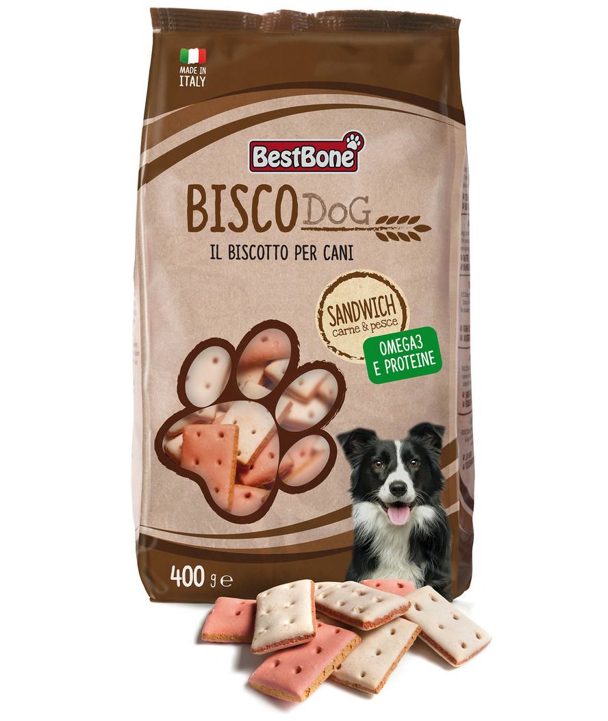 Biscotti Sandwich carne e pesce ricchi di omega3 e proteine per cani