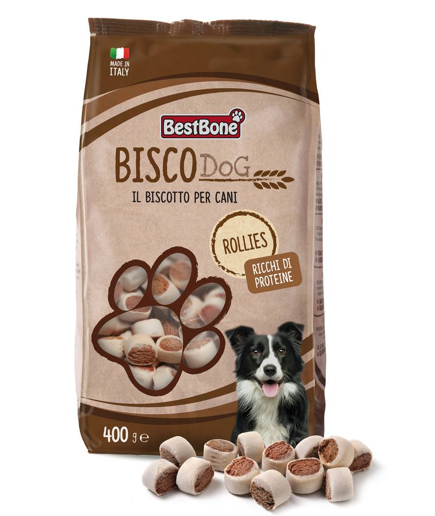 Biscotti Rollies al gusto carne ricchi di proteine per cani