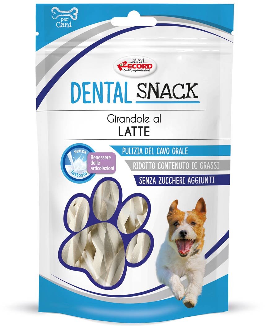 Girandola di latte snack dentali per cani 12 buste da 75 g ciascuna