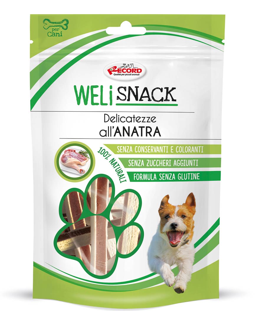 Delicatezze all'anatra Weli Snack morbidi sandwich per cani