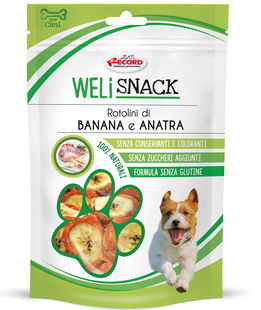 Rotolini di anatra e banana snack per cani da 75 g