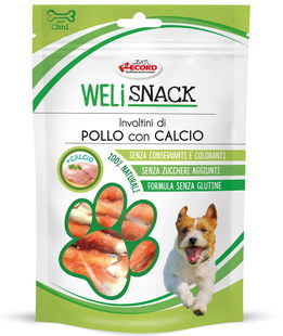 Involtini di pollo con calcio snack per cani