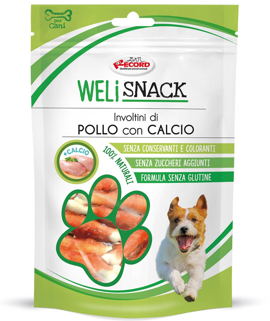 Involtini di pollo con calcio Weli snack per cani