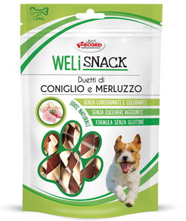 Duetti di coniglio e merluzzo Weli snack ideali per problemi digestivi per cani