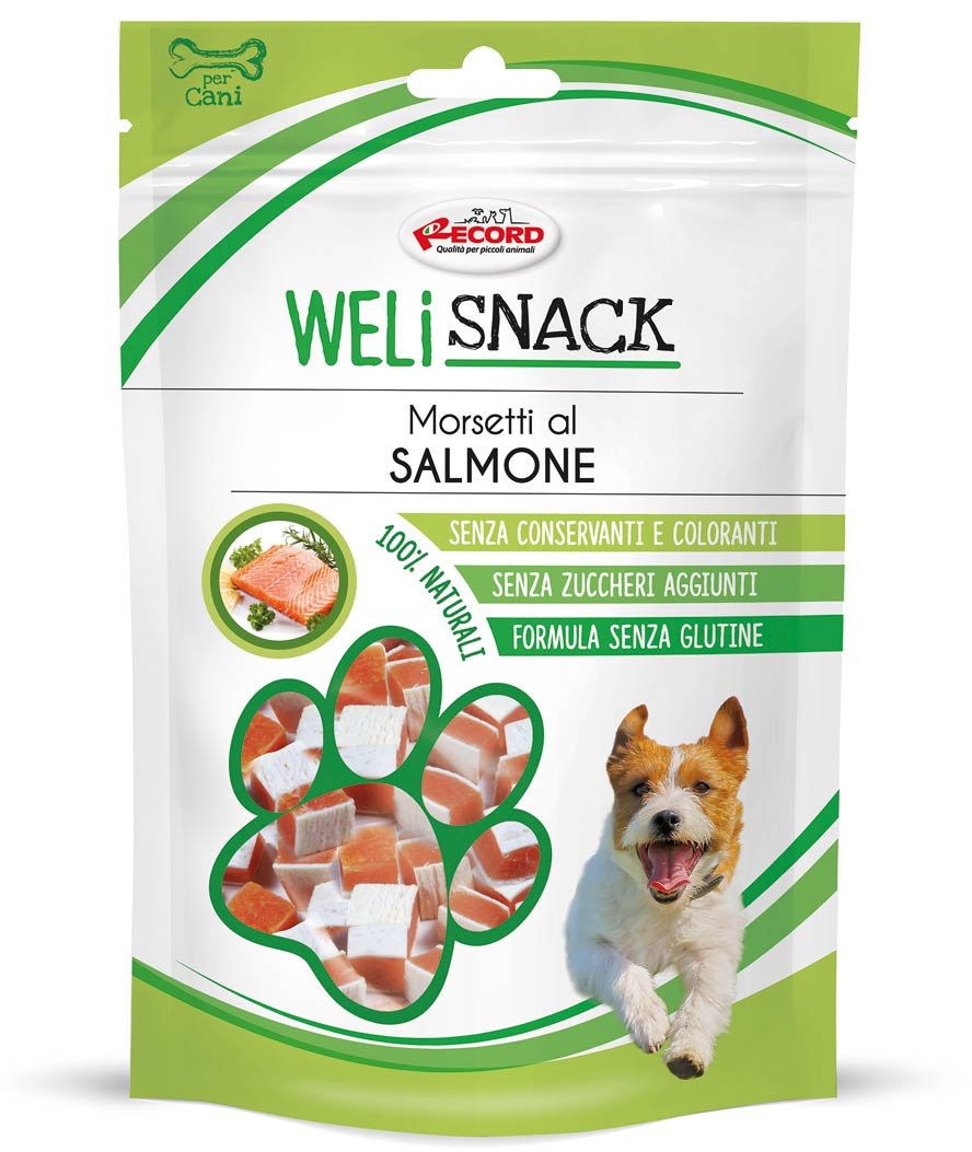 Morsetti al salmone Weli snack fonte di Omega3 per cani