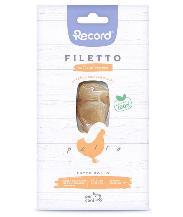 Filetto cotto al vapore tutto pollo snack monoproteico premium per cani 24 confezioni x 25 g cad.