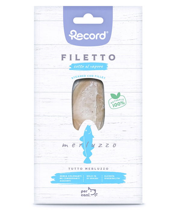 Filetto cotto al vapore tutto merluzzo snack monoproteico premium per cani 24 confezioni x 25 g cad.