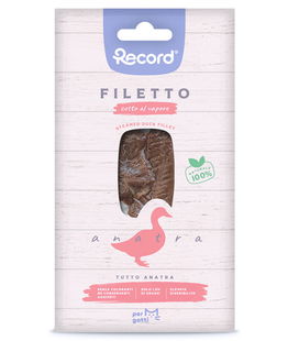 Filetto cotto al vapore tutto anatra snack monoproteico premium per gatti 15 g