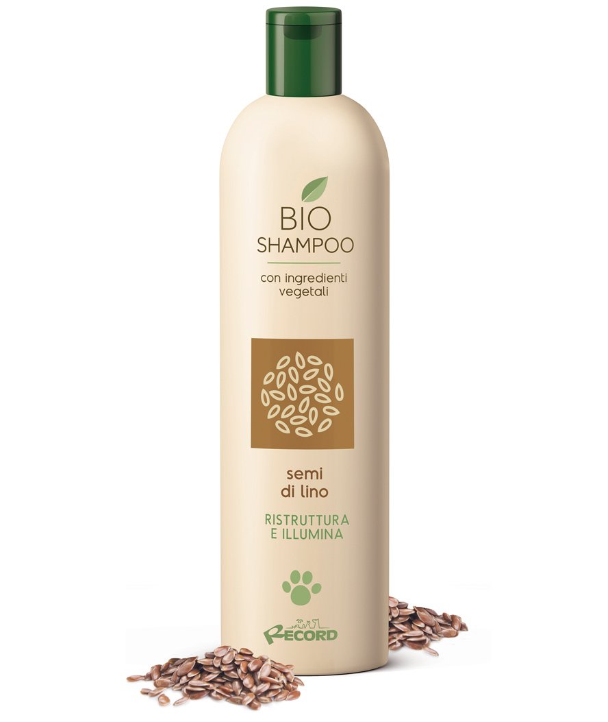 Shampoo Bio ristrutturante e illuminante con semi di lino per cani e gatti 250ml