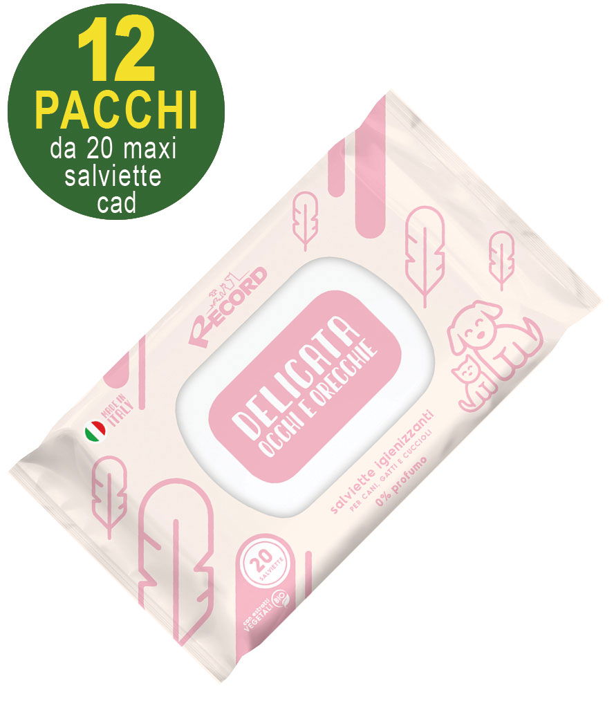 Salviette umidificate delicate per occhi e orecchie cani e gatti