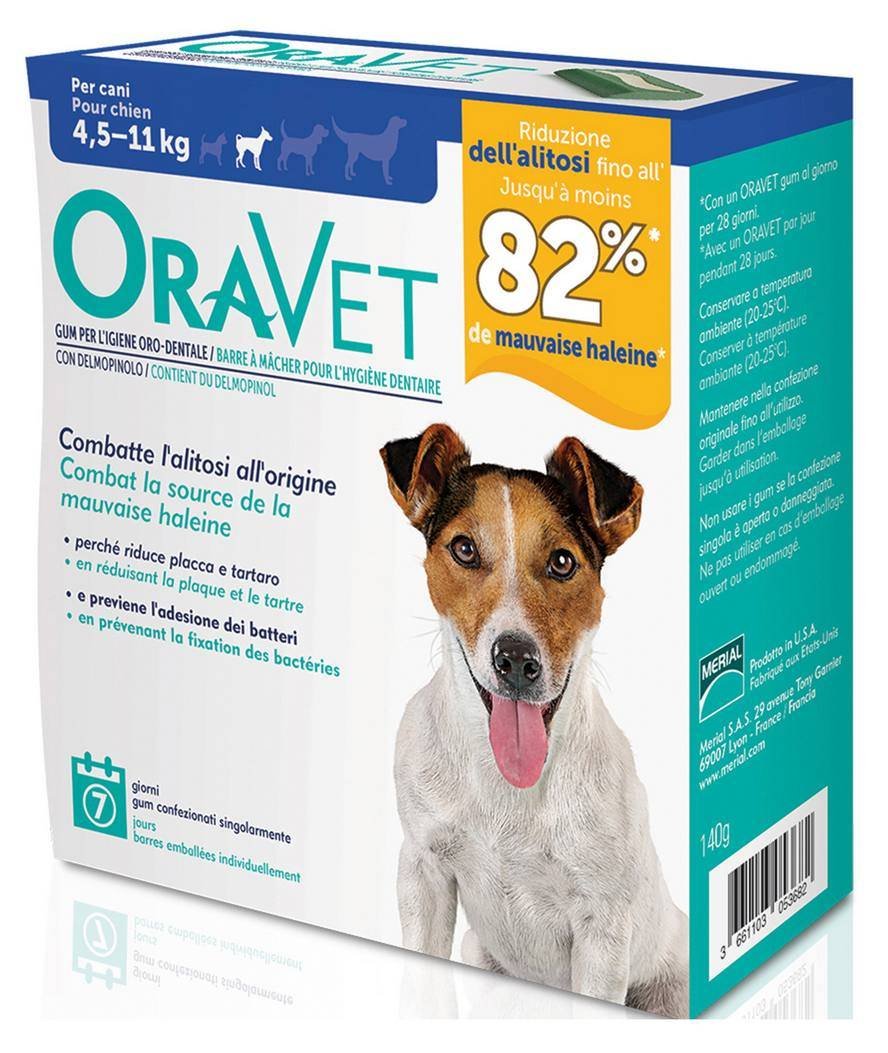 Oravet S masticabile per igiene orale dei cani tra i 4,5 e i 11 kg di peso