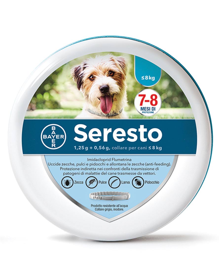 Seresto Bayer Collare antiparassitario contro pulci e zecche per cani fino 8 kg