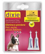 Dixie 2 pipette spot-on contro pulci, zecche, pidocchi, flebotomi e zanzare per cani fino a 15 kg