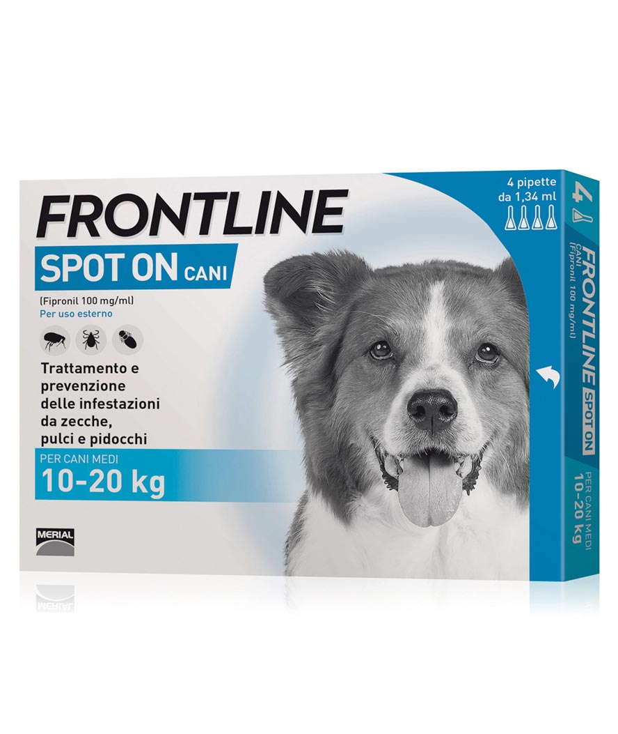 Frontline Spot On trattamento antiparassitario per cani da 10 a 20 Kg confezione da 4 pipette