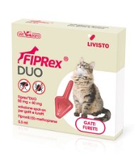 Fiprex Duo 1 pipetta Spot-on contro pulci, zecche, pidocchi e acari per gatti e furetti
