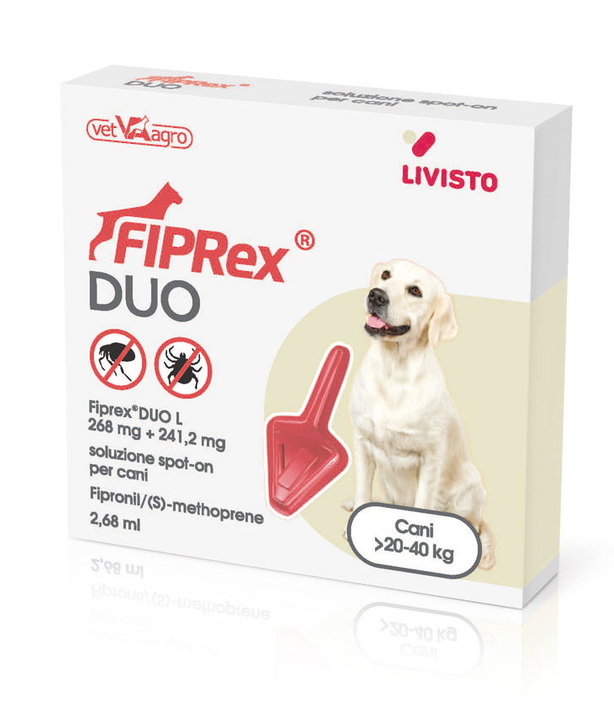 Fiprex Duo Spot-on contro pulci, zecche, pidocchi e acari 1 pipetta per cani da 20 a 40Kg