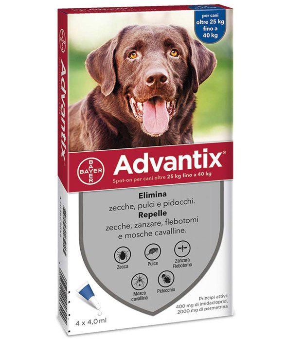 Advantix antiparassitario per cani da 25 a 40 kg confezione 4 pipette