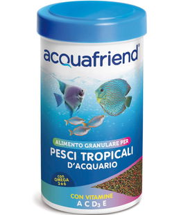 Mangime granulare con vitamine per pesci tropicali d'acquario