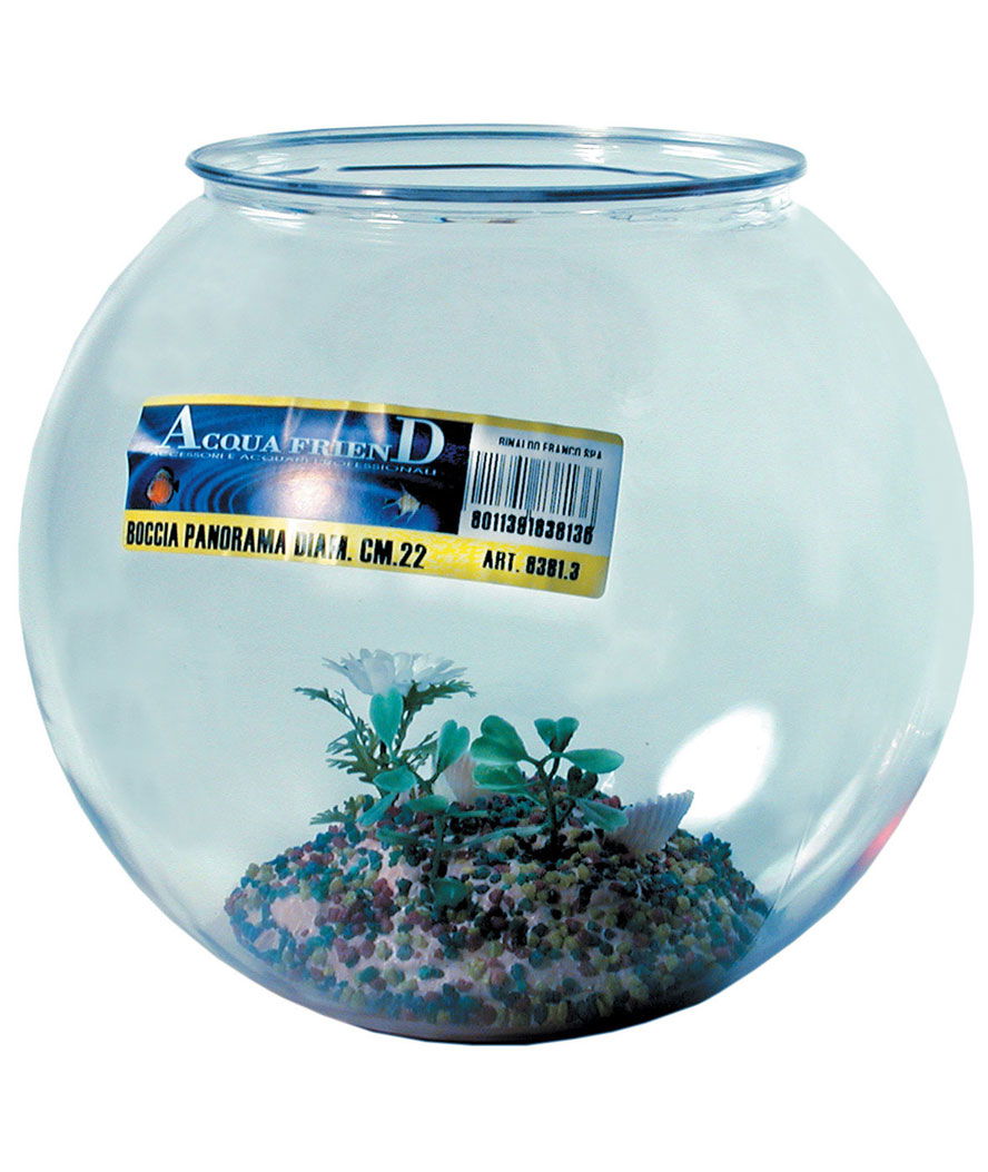 Acquario boccia in plastica con fondo decorato diametro 22 cm