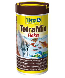 Tetra Min mangime di base in fiocchi con formula bio active per pesci tropicali