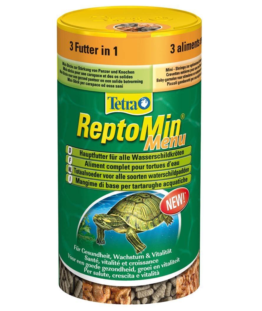 TETRA REPTOMIN MENU mangime di base per tartarughe acquatiche da 250 ml 3 alimenti in 1