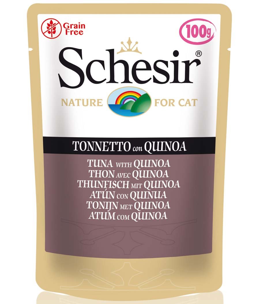 PROMOZIONE Schesir Tonnetto con quinoa in gelatina in busta per gatti 20 BUSTE X 100g CAD.