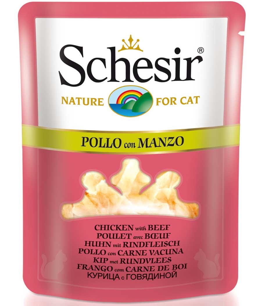 Schesir Pollo con Manzo in brodo di cottura 70 g per gatti
