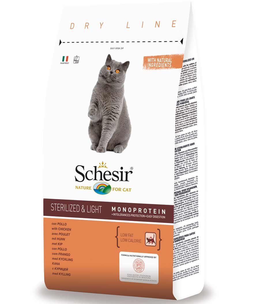 Schesir Dry Sterilized e Light Pollo per gatti