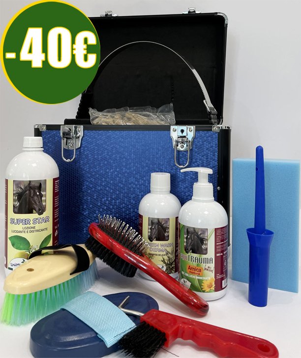 Set grooming RISPARMIO 40 Euro. 12 pezzi bauletto grande più accessori più prodotti per la pulizia Union Bio