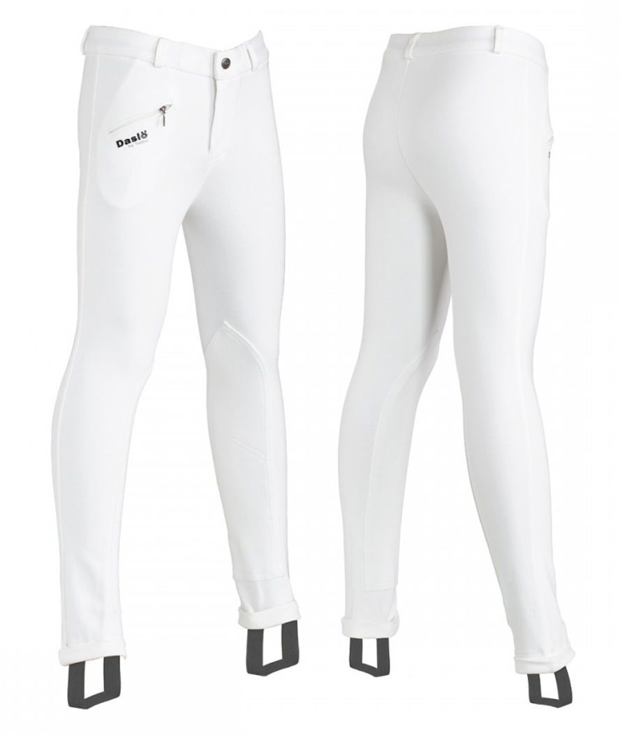 PROMOZIONE Pantaloni jodhpurs da equitazione junior ideale 4 stagioni peso 300g con toppe scamosciate sul ginocchio BIANCO 8 ANNI