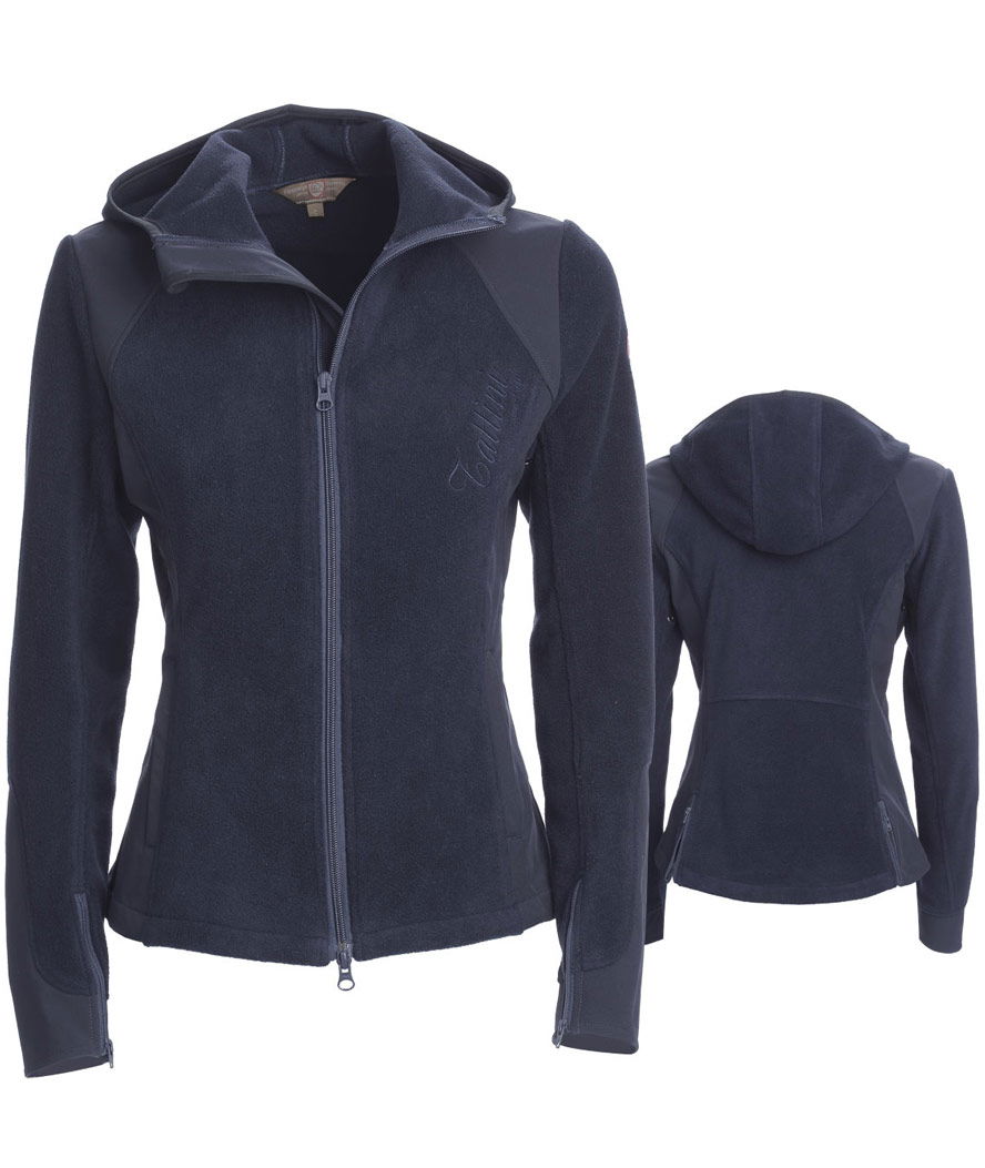 Felpa da equitazione per donna Feltre in pile e softshell con cappuccio e chiusura a zip