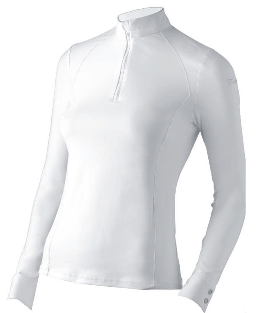 Maglia da concorso a maniche lunghe in tessuto tecnico piquet elasticizzato con zip