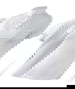 MAglia da concorso con tulle per donna a manica corta in tessuto tecnico jersey