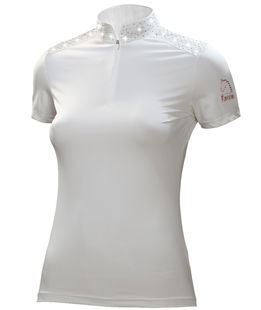 Maglia da concorso per donna con strass argento e oro rosa