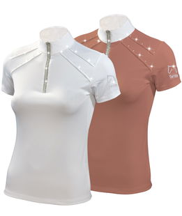 Maglia da concorso per donna in con zip argento e nastro in lurex