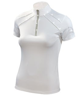 Maglia da concorso per bambina in con zip argento e nastro in lurex
