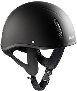 PROMOZIONE Casco da equitazione senza visiera gommato opaco con fori di aerazione cinturino sottogola e fibbia a sgancio rapido Omologato CE TAGLIA 54 NERO