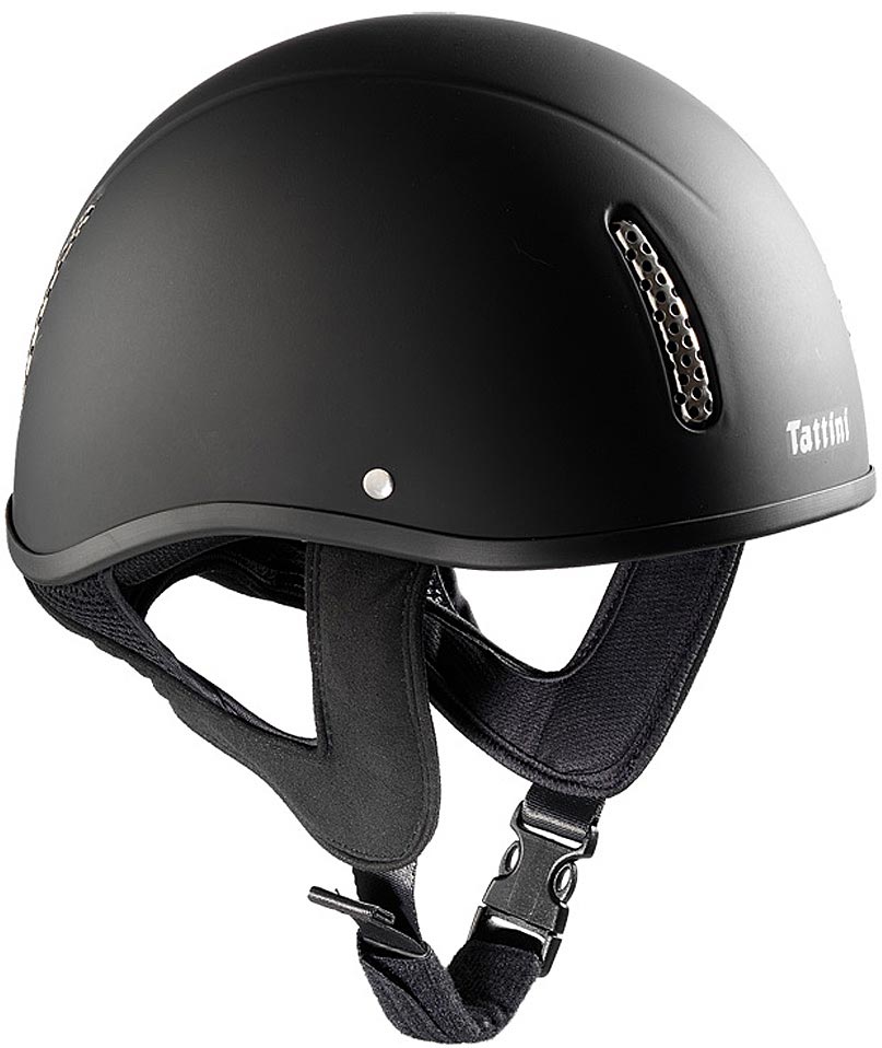 Casco da equitazione senza visiera gommato opaco con fori di aerazione cinturino sottogola e fibbia a sgancio rapido Omologato CE