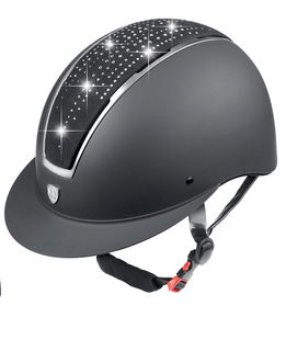 Casco da equitazione adulto a visiera larga con tempesta di cristalli e profili opachi