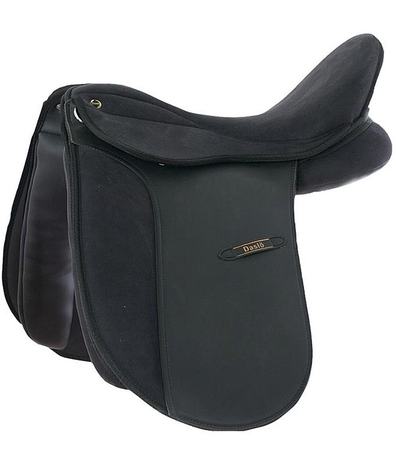 Sella da dressage leggera in pelle sintetica con archetto intercambiabile arcione sintetico flessibile