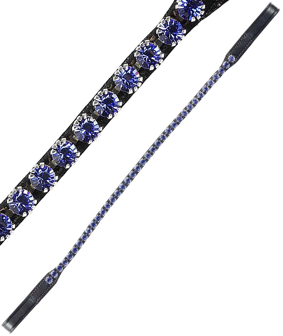 Frontalino Tattini in cuoio sottile con decoro strass blu