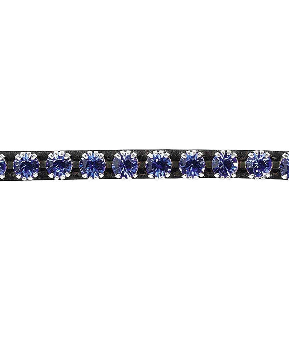 Frontalino Tattini in cuoio sottile con decoro strass blu - foto 1