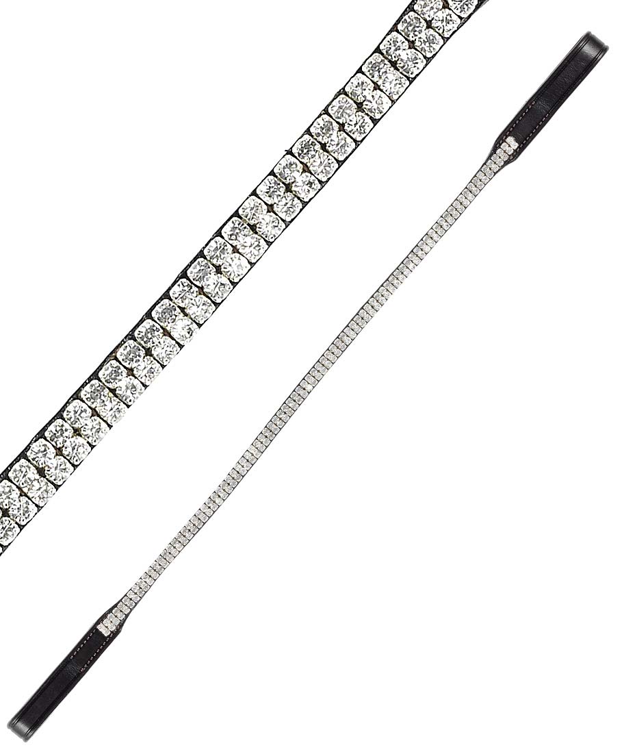 Frontalino Tattini in cuoio  sottile decorato con 2 file di strass