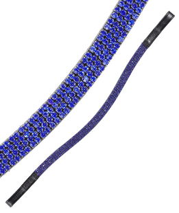 Frontalino briglia cuoio sagomato brillantini blu