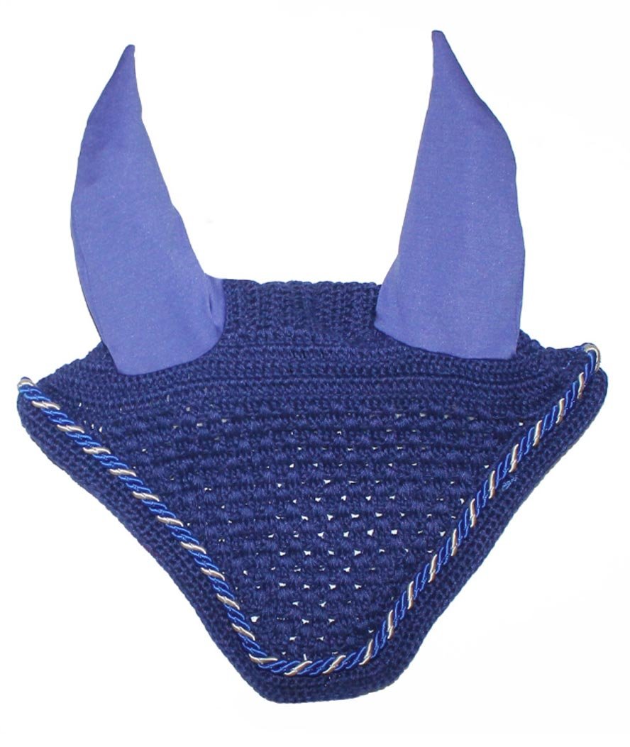 Cuffia antimosche squadrata in cotone crochet e copriorecchie elasticizzate con cordino a contrasto - foto 7