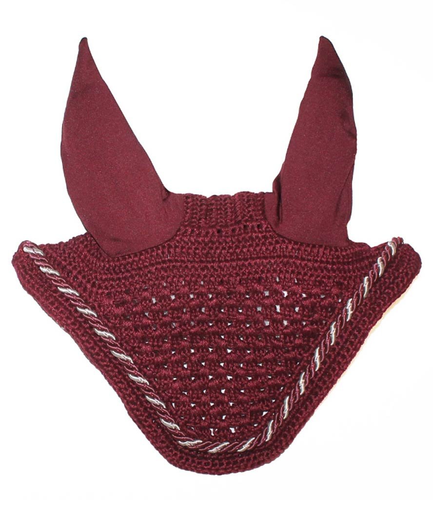 Cuffia antimosche squadrata in cotone crochet e copriorecchie elasticizzate con cordino a contrasto - foto 8